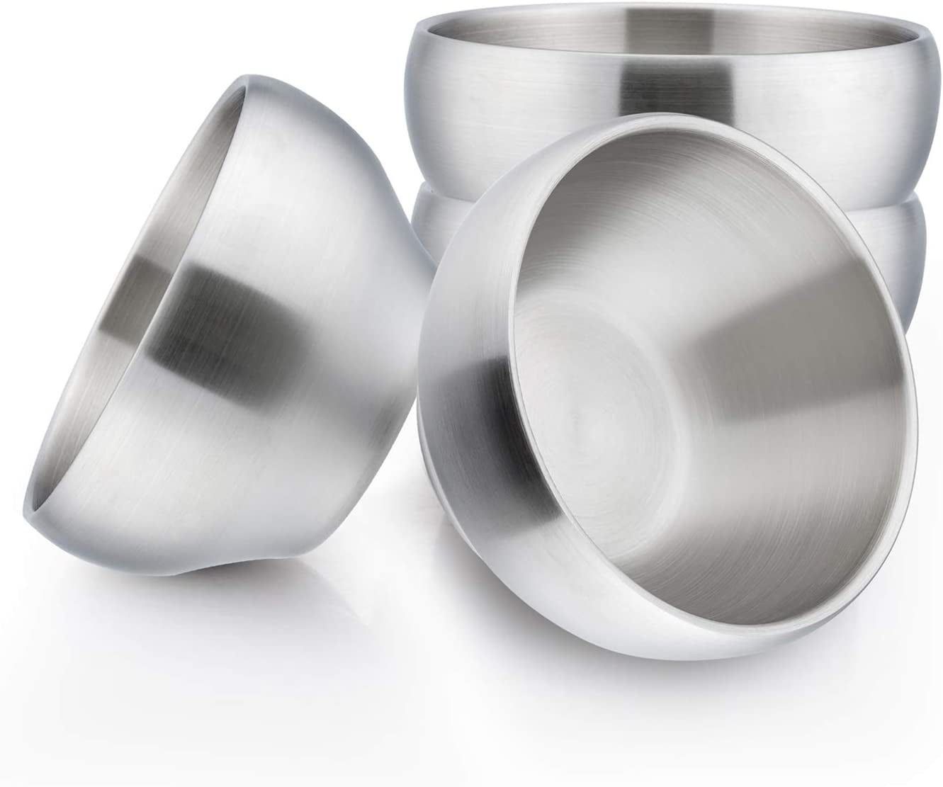 Bowls for Kids Toddlers, VeSteel 12 Oz Double-deck 18/8 Stainless Steel Bowls for Baby Children, Healthy & Matte Finish, Insulated & Shatterproof - Set of 4