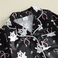 thumbnail image 6 of Cjfdfy Newborn Baby Girls Halloween Silk Romper Pajamas Pumpkin Ghost Print Fuzzy Trim Long Sleeve Satin Jumpsuit Cute Newborn Halloween Fall Winter Nightgown Clothes, 6 of 9