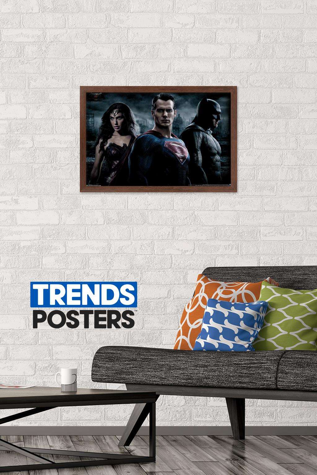 DC Comics Movie - Batman v Superman - Trio Wall Poster, 14.725" x 22.375", Framed