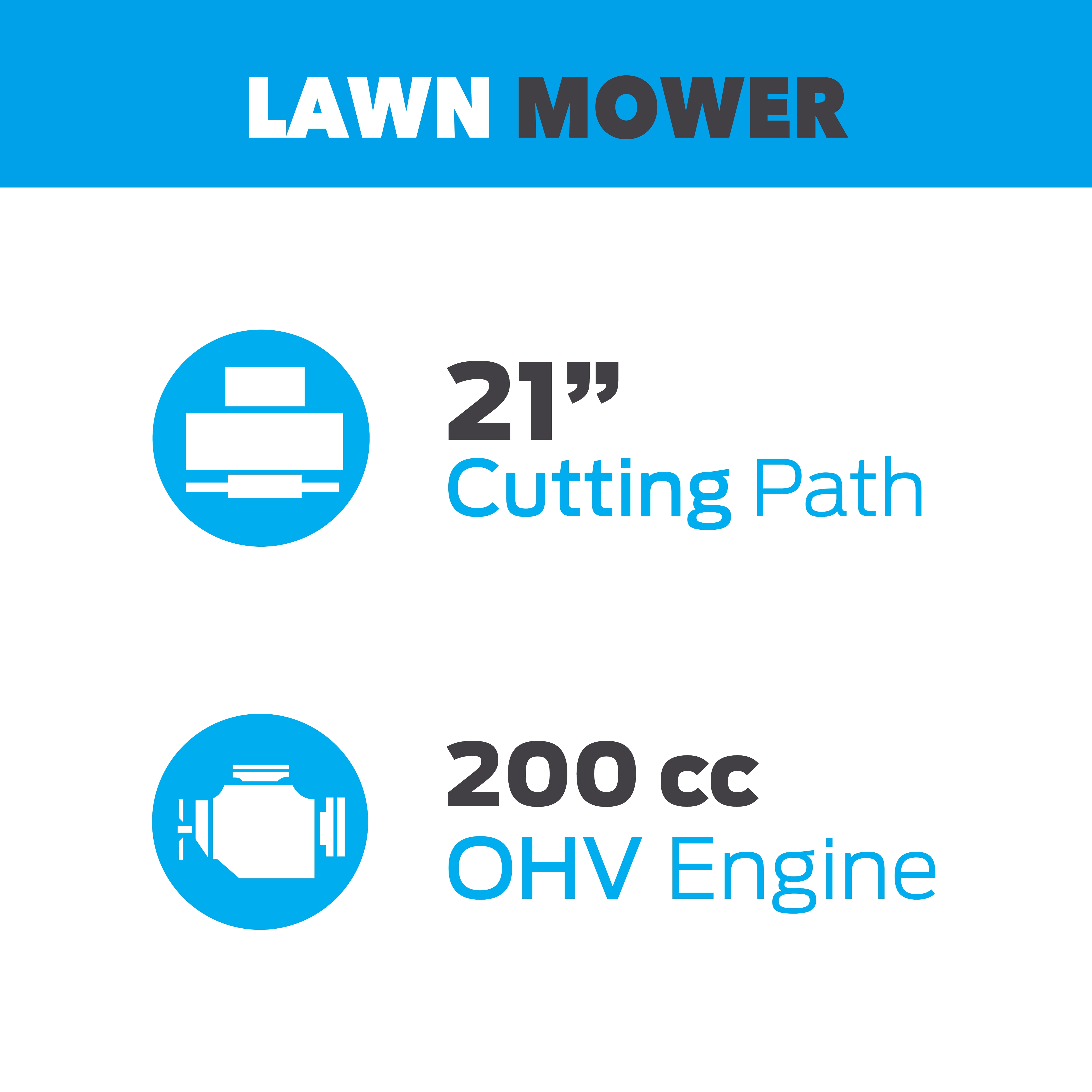 Pulsar 21" Gas Push Lawn Mower with 200cc OHV Engine and Side Discharge