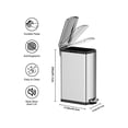 thumbnail image 3 of 8 Gallon (30L) Slim Kitchen Trash Can, Stainless Steel Garbage Can With Inner Wastebasket For Narrow Spaces, Step Rubbish Bin With Soft-Close Lid For Office, Bathroom, Kitchen, 3 of 6