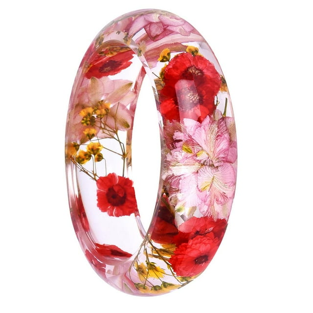 Clásico Vintage claro Beaqutiful magnífico brillante lucite brillante flor seca forma forma forma suave brazalete brazalete 1 pieza Hugo Pulsera de flor seca