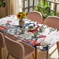 thumbnail image 3 of Pink Valentine's Day Table Cloths for 5 Foot Rectangle Tables, Spring Floral Gifts Eucalyptus Leaves Patio Waterproof Elastic Fitted Tablecloths, Washable Rectangular Table Cover for Camping, 3 of 8