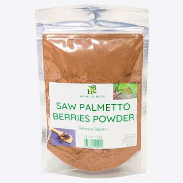 Herb To Body Premium Saw Palmetto Berries Powder (Serenoa repens) - 4oz Resellable Pouch | Natural Herbal Supplement