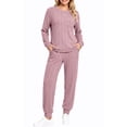 thumbnail image 3 of UVN Two Piece Sets for Women Casual Outfits Sets Textured Long Sleeve Shirts and Long Pants Lounge Set Fall Pajama Sets with Pockets, 3 of 9