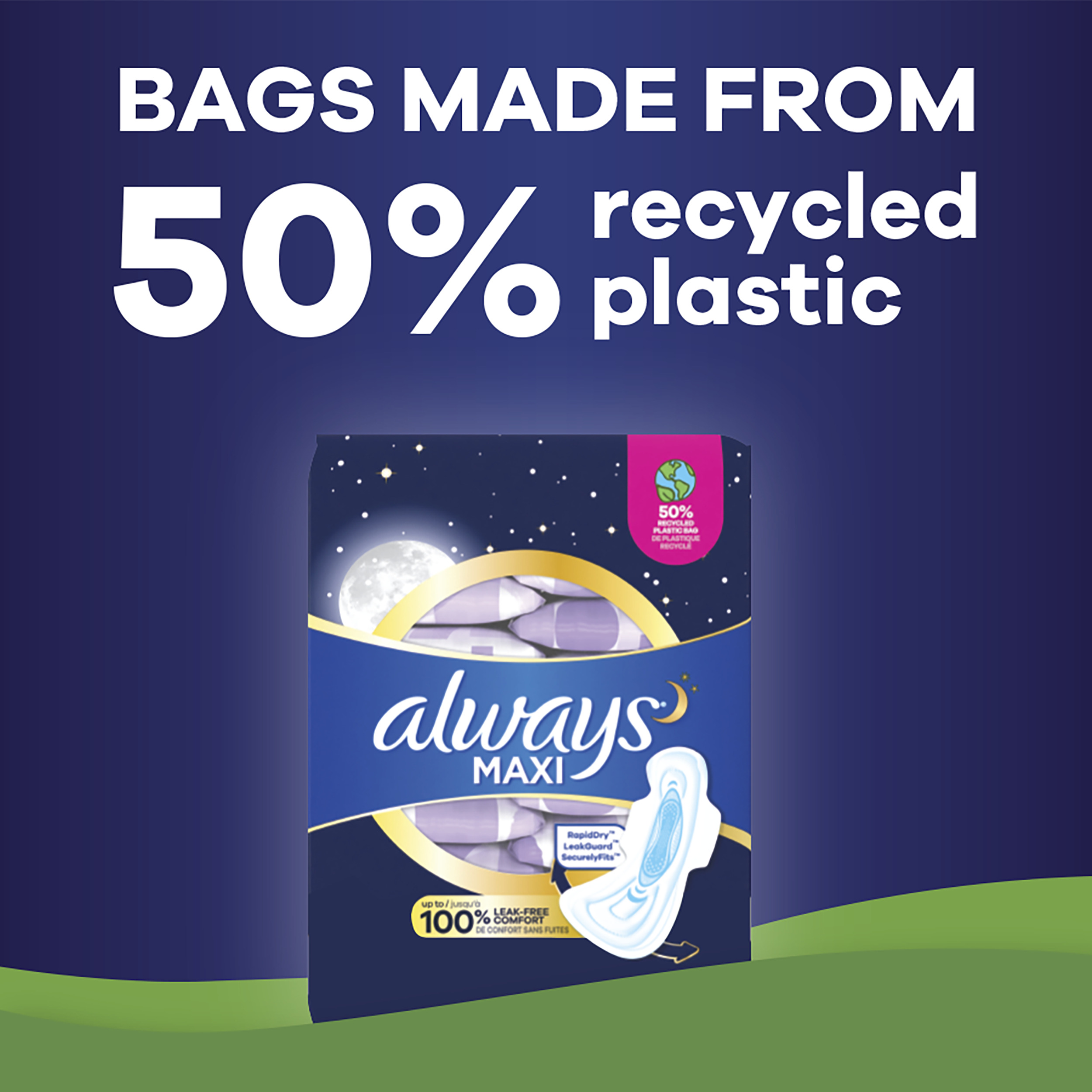 Always Maxi Pads with Wings, Size 5, Extra Heavy Overnight Absorbency, 27 CT