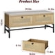 thumbnail image 2 of Rattan shoe bench para entrada: a de madera almacenamiento bench con 2 cajones y linen seat cushion para hallway y dormitorio in natural oak, 2 of 4