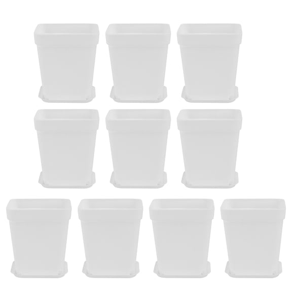 ROMANSENTIAL 10Pcs White Plastic Succulent Plants Vase for Modern Home Decor