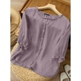 thumbnail image 2 of ZANZEA Women 3/4 Sleeved Tops Casual Loose Blouse Solid Color Shirts, 2 of 11