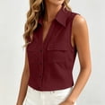 thumbnail image 4 of Yievot Womens Button Down Sleeveless Shirt with Pockets Collared Casual Summer Office Workwear Tops, 4 of 8