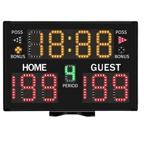 Electronic Basketball Scoreboard, Portable Digital Scoreboard With Remote for Multisports Indoor Outdoor US Plug ABS Black