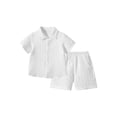 thumbnail image 6 of Fdqin Boys Summer Outfits 6 Pcs Beach Short Sleeve Button Down Shirts and Shorts Vacation Texture Sets for Kids Black White Deep Blue 9-10 Years, 6 of 7