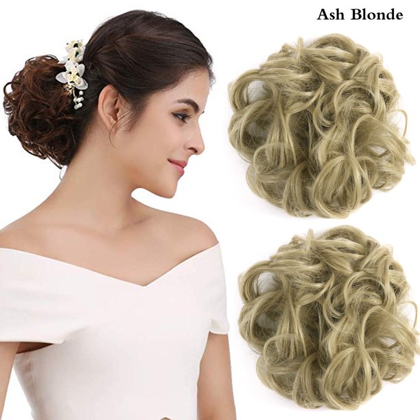 NK Beauty 2PCS Messy Hair Bun Hair Piece Ponytail Hair Extensions