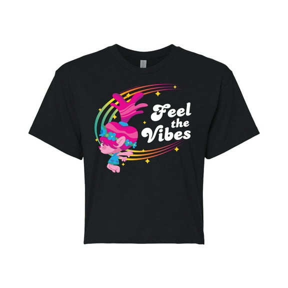 Trolls - Feel The Vibes Poppy - Juniors Cropped Cotton Blend T-Shirt