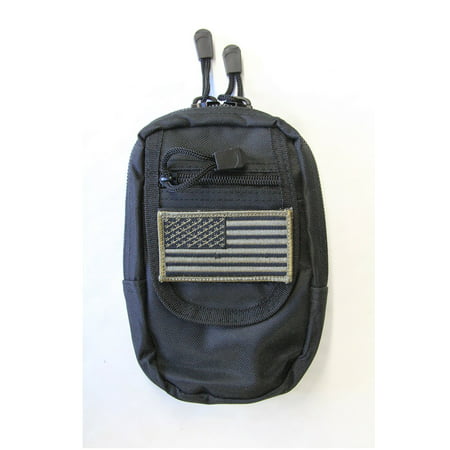 Tactical Black Color MOLLE Compatible CCW Carry Pouch + USA PATRIOT AMERICAN FLAG Patch Fits Glock 19 23 26 27 29 30 36 39 42 43 SIG 290RS P938 P238 Sub Compact.., By m1surplus from