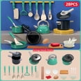 thumbnail image 2 of LYMAYTER Toddler Mini Pretend Cooking Set 28/61/71/83/86Pcs Kids Realistic Kitchen Cookware Play Food Learning Toy Green, 2 of 7