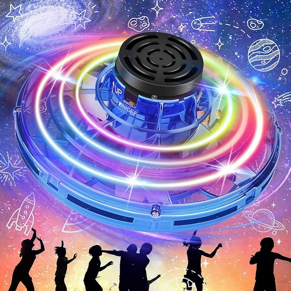 Flying Spinner Mini Drone,Mini Flying Ball Toys,with 360 Fly Rotating UFO Fun Toy LED Light Flying Fidget Spinner Orb for Girls Boys Adult Indoor Outdoor,Blue