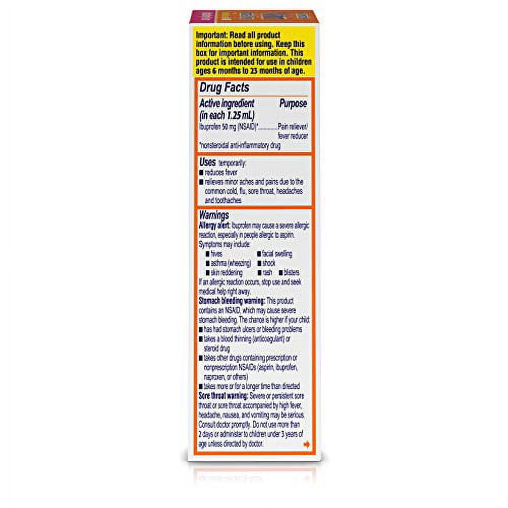Motrin Concentrated Infants' Drops Pain Reliever/Fever Reducer, Berry Flavor 0.50 oz (Pack of 2)