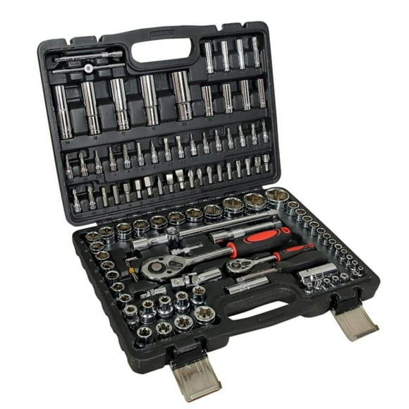 108 In 1 Tool Kit Ratchet Set 1-2" 1-4" Socket Wrenches Set | Screwdriver Mechanics Tools - Hex | Stainless Steel, Most Industrial, Mechanical & Consumer Applications | Essential Sockets