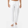 thumbnail image 1 of MYG Men's Fashion Solid Color Breathable Loose Fit Drawstring Trousers Long Pants, 1 of 9