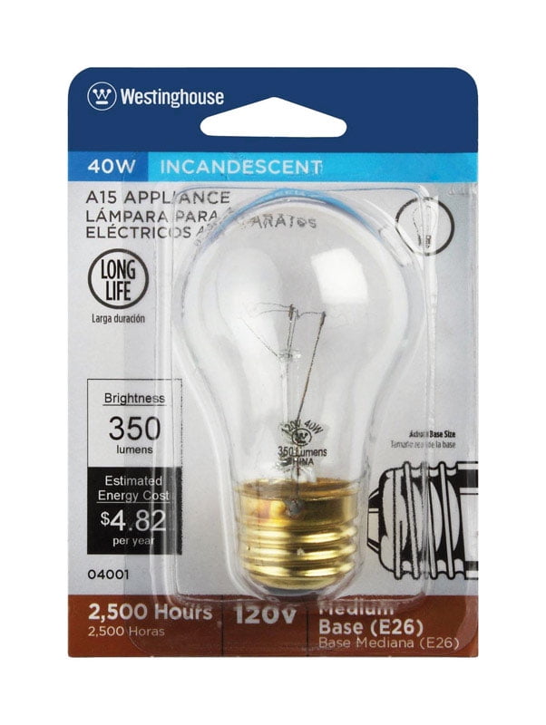 04001 40Watt Clear Appliance Light Bulb, 350 Lumens Quantity 6