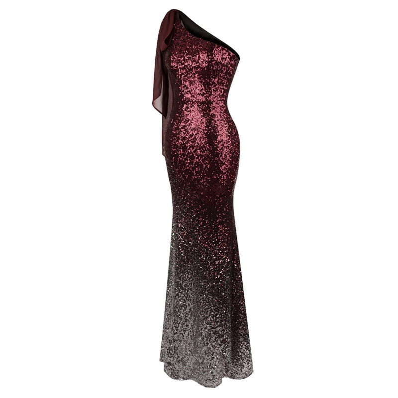 burgundy sequin mermaid dress Burgundy Sequins Sparkly Strapless Mermaid Long Train Prom Dress main image 0