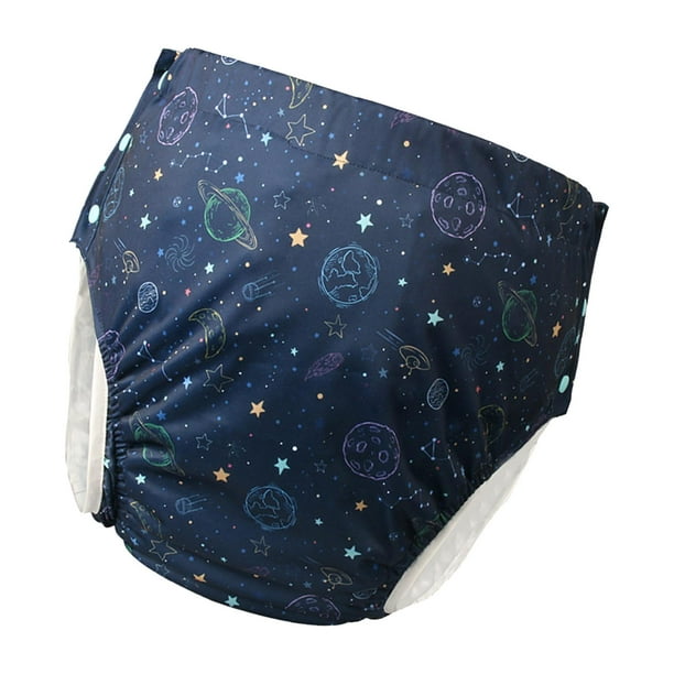 Adult Cloth Diaper Washable Nappy Cover Soft Material Sturdy Leak  Protection Spaceman XXL 