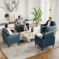thumbnail image 3 of LAZZO Accent Chair, Faux Leather Upholstered Armchair for Living Room, Bedroom and Apartment, Blue, 3 of 9