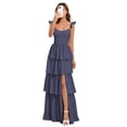 thumbnail image 1 of Vestido de dama de honor Dessiny Long Stormy Blue Chiffon Aline, 1 of 7