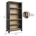 thumbnail image 3 of TacleeKii 5 Tier Bookshelf, 71" Tall Bookcase w/ Adjustable Shelves, for Living Room Office Library, Black & Natural, 3 of 7
