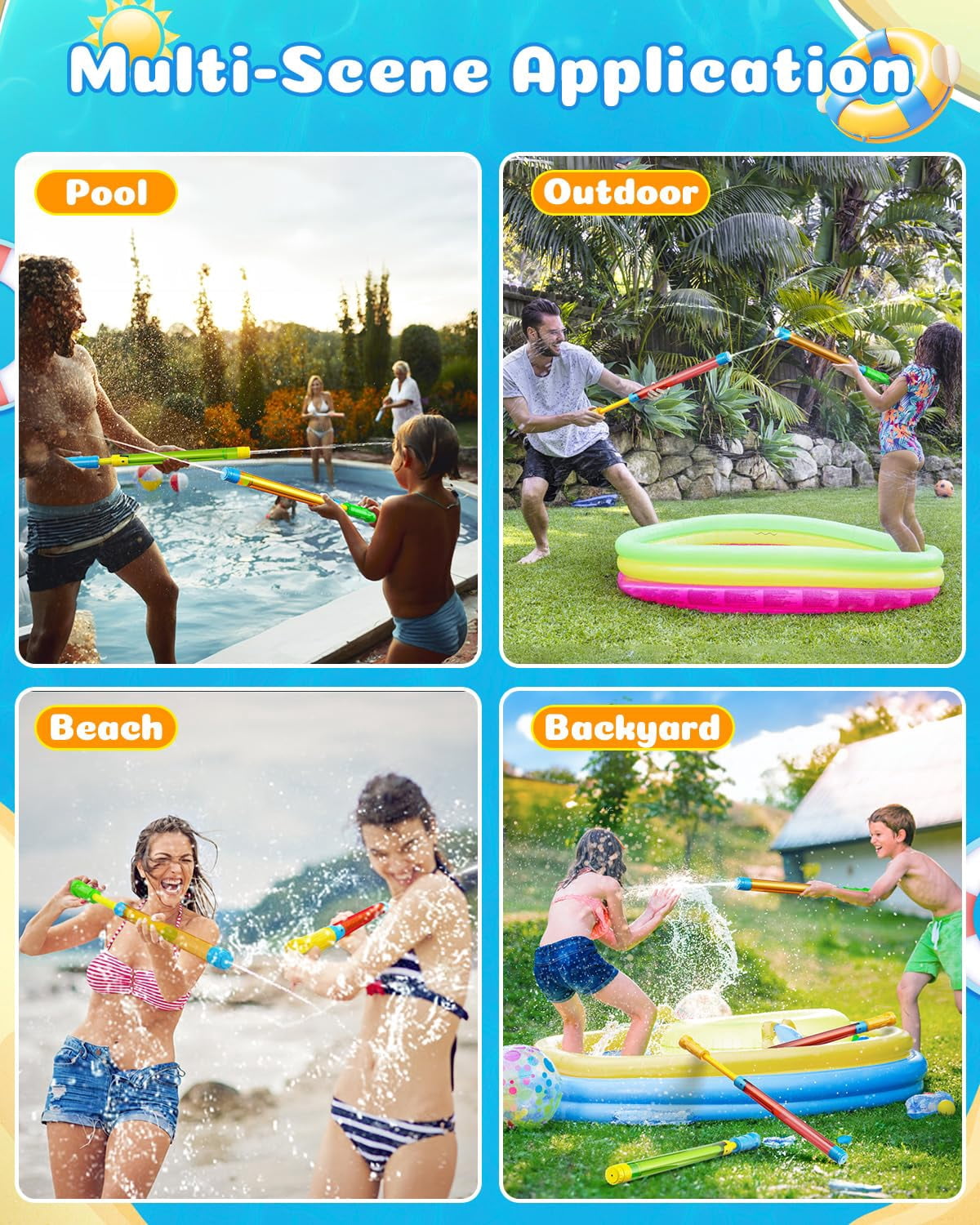 Water Blaster 12 Pack Summer Outdoor Pool Beach Party Game Toy