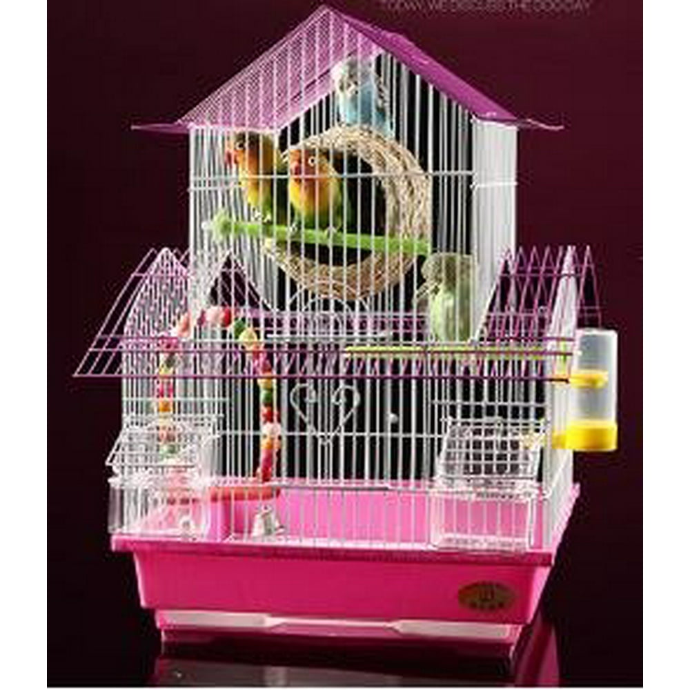 Mr.Garden Bird Cage For Parakeet, White and Pink Color