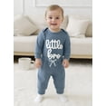 thumbnail image 4 of BemeyourBBs Newborn Baby Boy Little Brother Outfit Hospital Coming Home Outfits Waffled Knit Little Bro Letter Embroidery Long Sleeve Romper Long Pants Set 2Pcs Infant Boy Clothes, 4 of 9