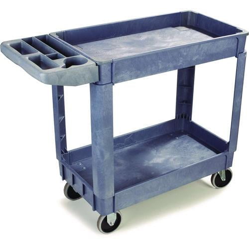 Two-Shelf Utility Cart, Plastic, 2 Shelves, 500 lb Capacity, 17.25" x 40" x 33.5", Gray | Bundle of 2