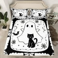 thumbnail image 2 of Feelyou Funny Halloween Ghost Full Size Sheets, Gothic Spider Web Bed Sheets, Teens Boys Girls Kids Sheet Sets, Breathable Home Decor, 4-Piece, 2 of 7