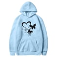 thumbnail image 4 of EchfiProm Womens Hooded Sweatshirts with Pockets Floral Hoodies Cute Pullover Oversized Blue Long Sleeve Tunic Tops for Ladies, 4 of 4