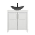 thumbnail image 6 of FULLWATT 30 Inches Traditional Bathroom Vanity in White Finish with Glass Boat-Shaped Vessel Sink, Single Bathroom Vanity with Top, 2-Door Cabinet, 6 of 13