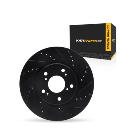 KarParts360 For Honda Accord 2013-2022 Brake Rotor Set Front, Passenger Side | Cast Iron | Black | Vented Rotor | Drilled and Slotted