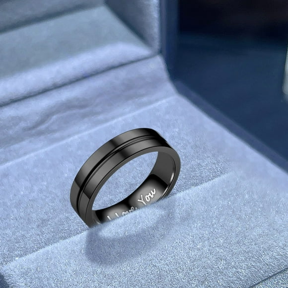 I You Stainless Steel Black Sandblasted Wedding Bands for Couples Unique Frosted Design for Everyday Wear