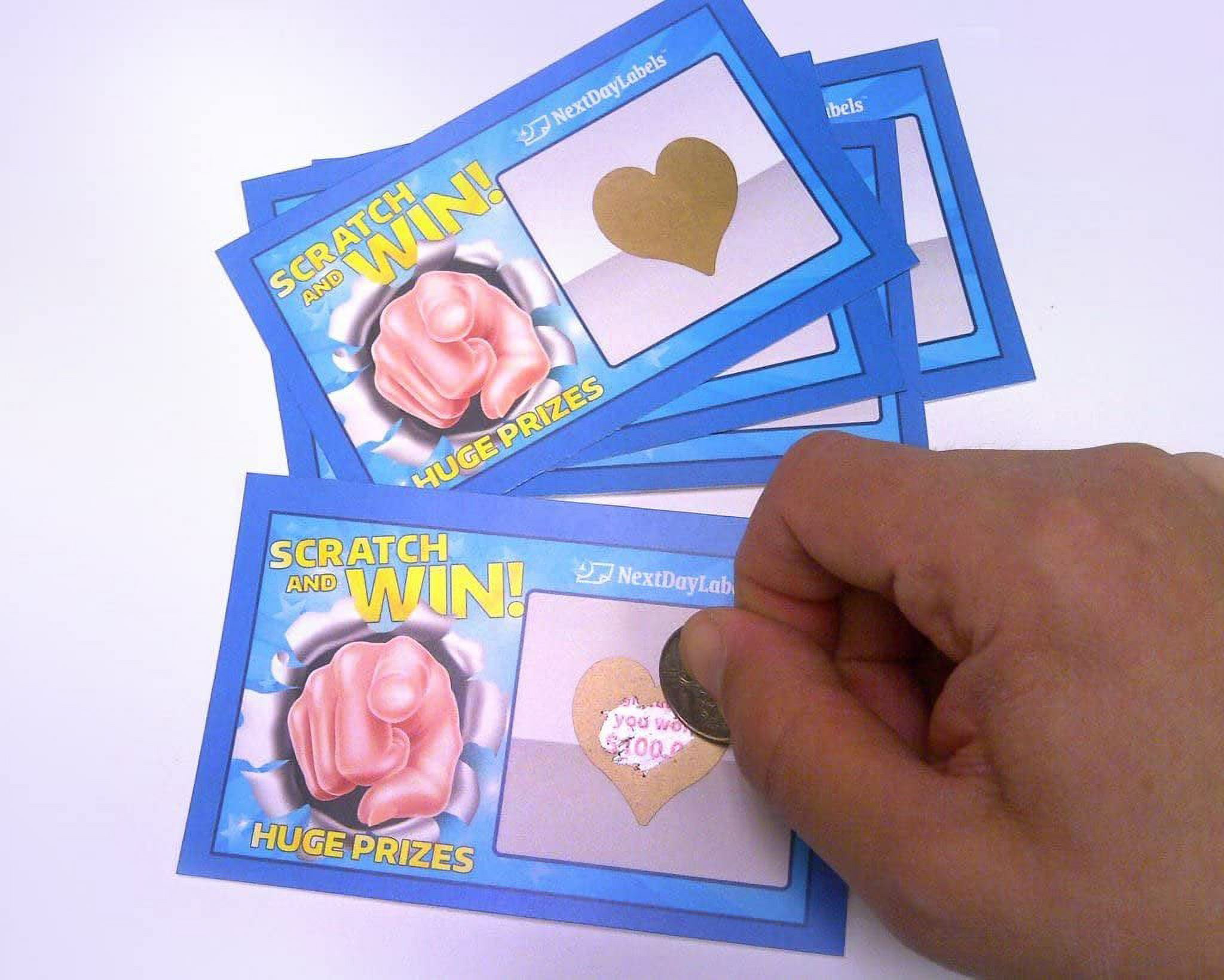 1-1/4 Heart Shape Gold - 500 Scratch Off Labels Stickers, Designed to Create Your own Scratch-Off Cards, Raffles, Promotions, Wedding, Fun, Games etc.