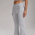 thumbnail image 5 of Women'S Flare Skinny Pants Fold over Leggings Bell Bottom Slim Fit Yoga Pants Y2k Joggers Light Gray S, 5 of 8