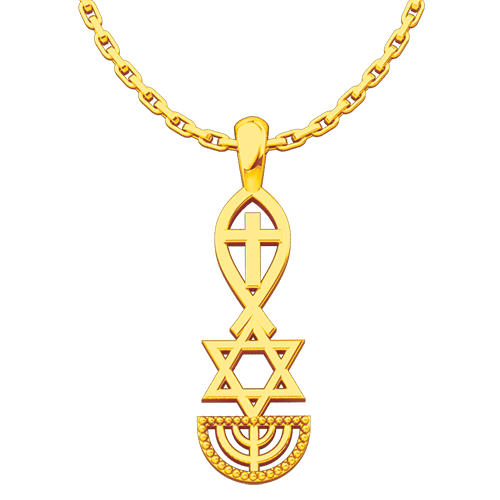 Mother of Pearl Messianic Star of David Menorah Fish Pendant Handmade Nazareth