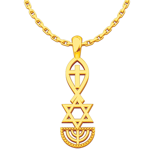 Logos Trading Post Messianic Jesus Fish Star Of David Menorah Gold Plated Sterling Silver Pendant Necklace For Men And Women Walmart Com Walmart Com