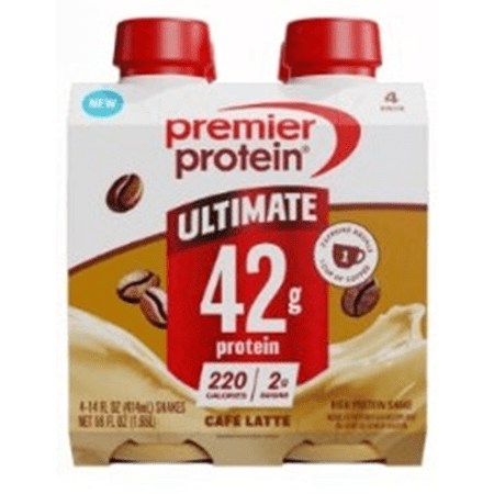 Premier Protein, Ultimate 42g Protein Shake, Café Latte, 14 Fl Oz, 4 Ct