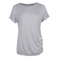thumbnail image 3 of Camiseta de manga corta de verano para mujer, blusa con cuello , blusas sueltas informales para mujer S Baoblaze  Camiseta de algodón para mujer, 3 of 5