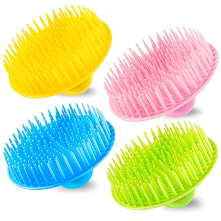 RAGUPEL 4Pack Hair Scalp Exfoliator Brush Dandruff Cleaning Brush,Flexible Scalp Massager Brush,Shower Scalp Shampoo Brush for Home,Office,Travel and Pets