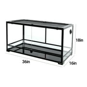 REPTI ZOO Full Tempered Glass Reptile Terrarium, Amphibian, Arachnid Habitat, 36x16x18