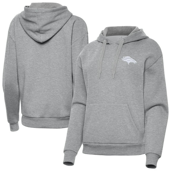 Women's Antigua  Heather Gray Denver Broncos Victory Pullover Hoodie