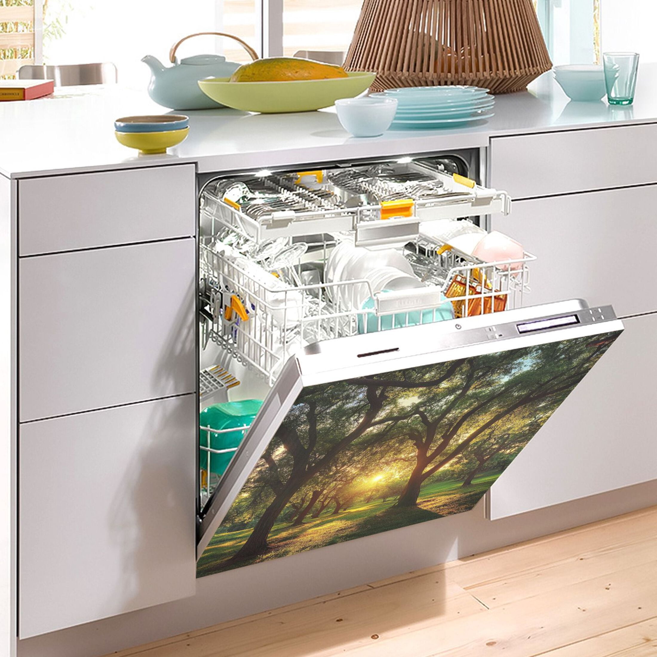 Dishwasher Magnetic Sticker 23x26 Inch Refrigerator Magnetic Sticker Washing Machine Magnetic Sticker Kitchen Panel Magnetic Sticker Home Decor Big Summer Tree