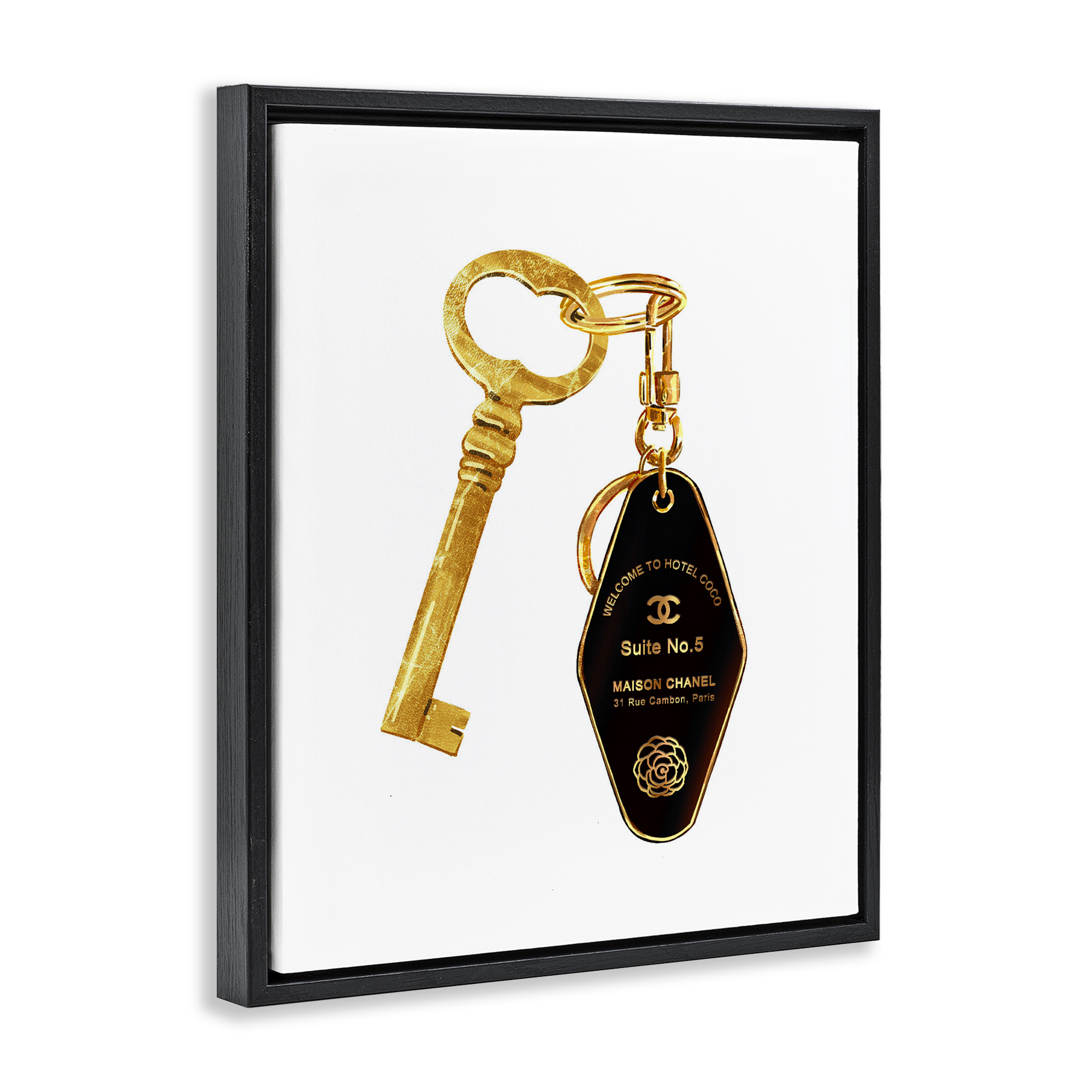 Luxury Fashion Key Black Framed Floater Canvas Wall Art, design by Ziwei Li